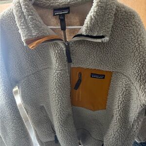 Patagonia Cream Orange Fleece Classic Retro X Jacket Sheep Mens Rare Vintage